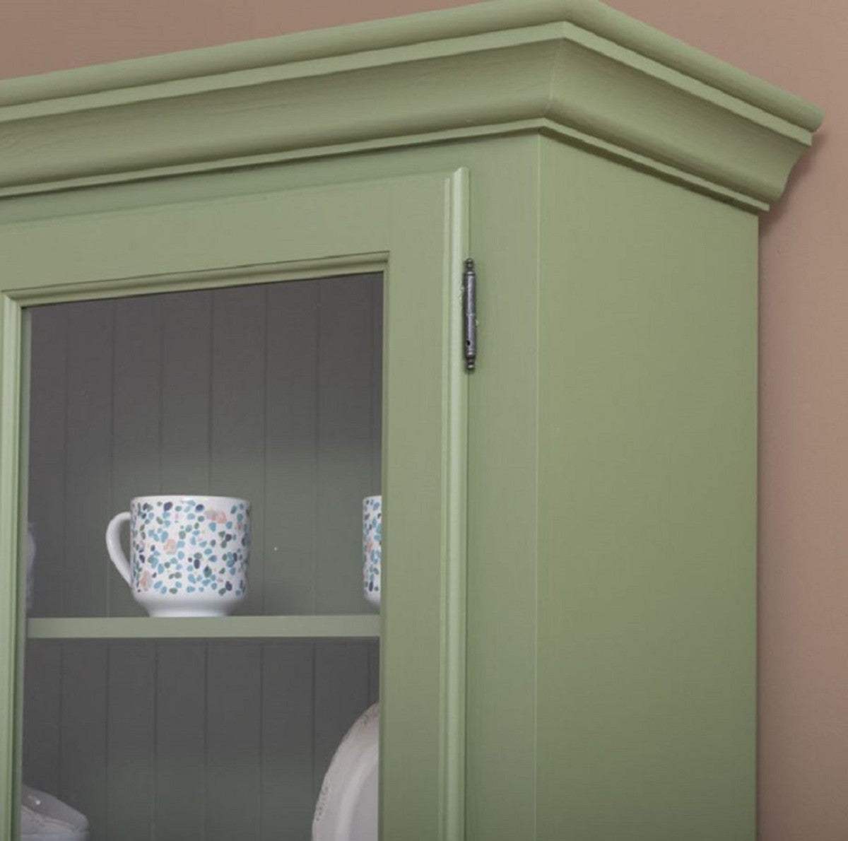 Casa Padrino Landhausstil Esszimmerschrank Grün 126 x 45 x H. 200 cm - Massivholz Küchenschrank - Esszimmermöbel im Landhausstil - Landhausstil Einrichtung - Esszimmer Einrichtung
