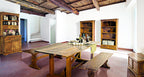 Casa Padrino Landhausstil Esszimmerschrank Braun / Naturfarben 107 x 45 x H. 190 cm - Massivholz Küchenschrank - Esszimmer Möbel im Landhausstil - Landhausstil Esszimmer Einrichtung
