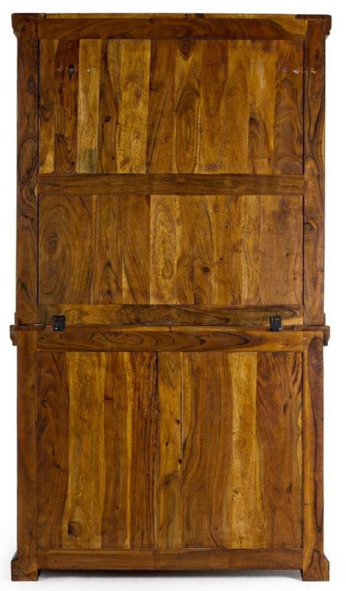 Casa Padrino Landhausstil Esszimmerschrank Braun / Naturfarben 107 x 45 x H. 190 cm - Massivholz Küchenschrank - Esszimmer Möbel im Landhausstil - Landhausstil Esszimmer Einrichtung