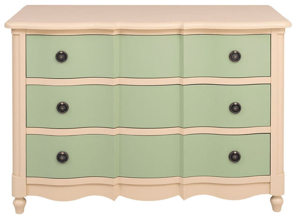 Casa Padrino cómoda de estilo campestre con 3 cajones beige / verde 130 cm - Muebles de estilo campestre