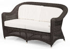 Casa Padrino Luxus 2er Gartensofa mit Kissen Dunkelbraun / Weiß 140 cm