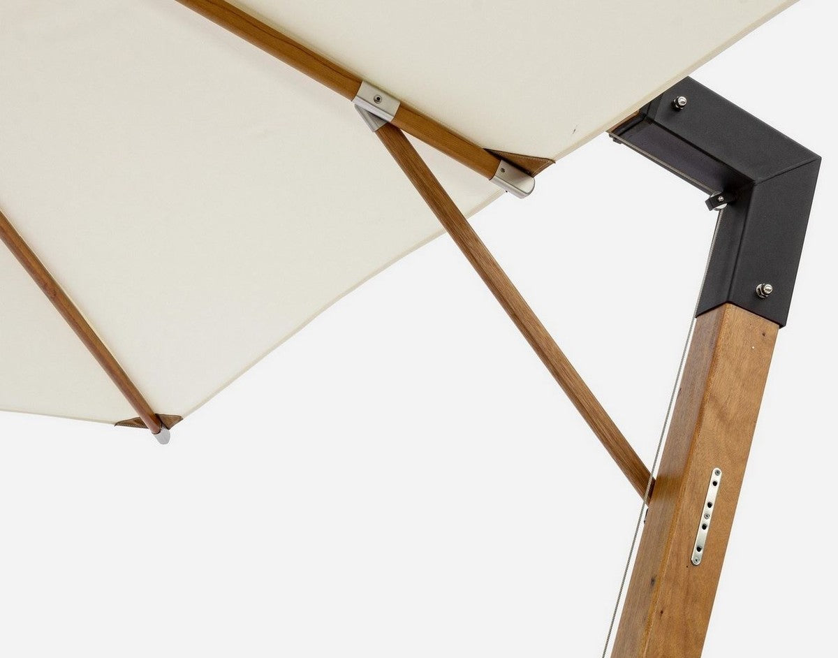 Casa Padrino Luxus Ampelschirm mit Ständer Braun / Schwarz / Creme 300 x 300 x H. 320 cm - Garten Sonnenschirm - Terrassen Sonnenschirm - Balkon Sonnenschirm - Garten Terrassen Balkon Accessoires