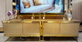 Casa Padrino Luxus TV Schrank Grau / Gold 254 x 50 x H. 65 cm - Massivholz Sideboard mit 4 Türen - Wohnzimmer Möbel - Luxus Möbel - Luxus Einrichtung