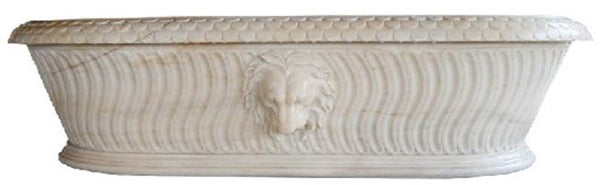Casa Padrino baignoire baroque de luxe tête de lion blanc 204 x 107 x H. 53 cm - Baignoire autoportante en marbre - Accessoires de salle de bain - Noble & Magnifique