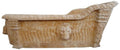 Casa Padrino Luxus Barock Badewanne Löwenkopf Gelb 180 x 95 x H. 75 cm - Freistehende Marmor Badewanne - Barock Bad Accessoires - Edel & Prunkvoll