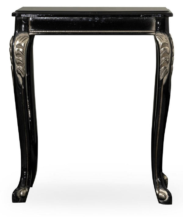 Casa Padrino table d'appoint baroque de luxe noir / argent - Table carrée en bois massif de style baroque - Meuble de salon de luxe de style baroque - Meuble baroque - Noble & Magnifique
