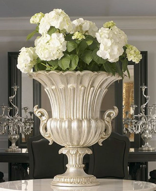 Casa Padrino Luxus Barock Deko Vase Antik Silber - Prunkvolle Barockstil Massivholz Blumenvase - Barock Deko Accessoires - Edel & Prunkvoll - Luxus Qualität - Made in Italy