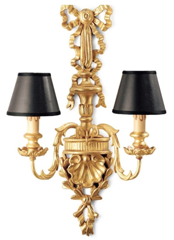 Casa Padrino lámpara de pared doble barroco de lujo oro / negro 35 x 18 x A. 62 cm - Magnífica lámpara de pared estilo barroco - Noble y Magnífica - Calidad de Lujo - Hecho en Italia