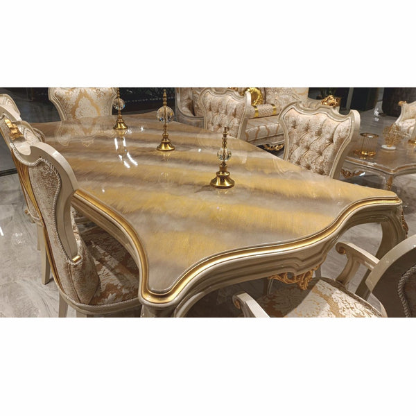 Casa Padrino luxury baroque dining table gray / gold 226 cm - Baroque dining room furniture