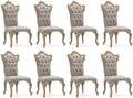 Casa Padrino Luxus Barock Esszimmer Stuhl 8er Set Silber / Grau / Gold - Prunkvolle Barockstil Küchen Stühle - Luxus Esszimmer Möbel im Barockstil - Barock Esszimmer Möbel - Barockstil Möbel