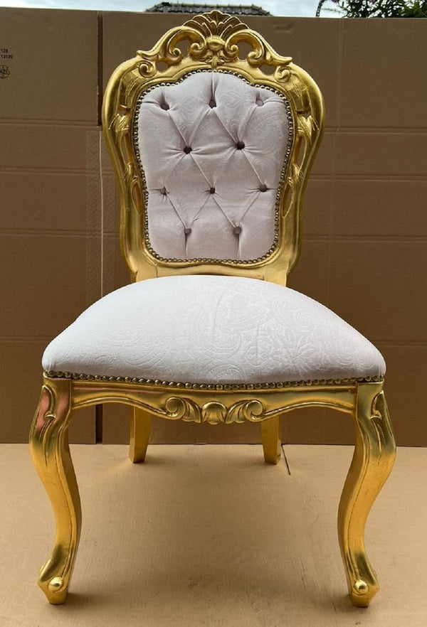 Casa Padrino luxury baroque dining chair gray / gold - Handmade baroque style chair with pattern - Dining room furniture in baroque style - Baroque furniture