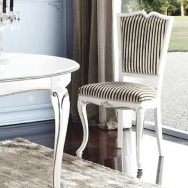 Casa Padrino sedia da sala da pranzo barocco di lusso argento / nero / bianco / argento - Fatto in Italia