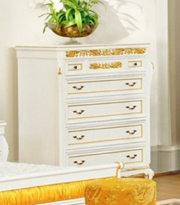 Casa Padrino Luxus Barock Kommode Weiß / Gold - Prunkvolle Barockstil Schlafzimmer Kommode - Luxus Schlafzimmer Möbel im Barockstil - Barock Schlafzimmer Möbel