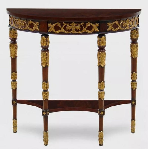 Casa Padrino luxury baroque console dark brown / gold 90 x 35 x H. 86 cm - Handmade solid wood console table - Luxury living room furniture in baroque style - Baroque furniture
