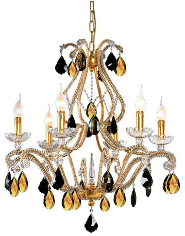 Casa Padrino luxury baroque crystal chandelier gold / black Ø 65 x H. 68 cm - Magnificent chandelier with Bohemian crystal glass - Luxury Quality