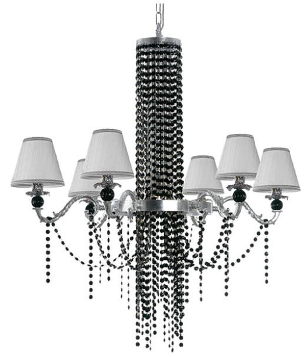 Casa Padrino lustre baroque de luxe argent / noir Ø 93 x H. 100 cm - Magnifique lustre en verre cristal de bohême - Mobilier Baroque - Noble & Magnifique