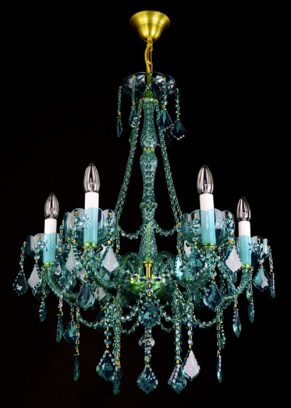 Casa Padrino araña de luces barroco de lujo verde / oro Ø 60 x A. 76 cm - Magnífica lámpara de araña de estilo barroco con cristal de Bohemia - Noble y Magnífica