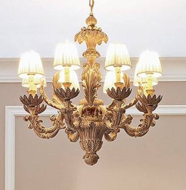 Casa Padrino lustre baroque de luxe naturel / marron / crème Ø 79 x H. 82 cm - Magnifique lustre de salon de style baroque - Noble & Magnifique - Qualité de luxe - Fabriqué en Italie