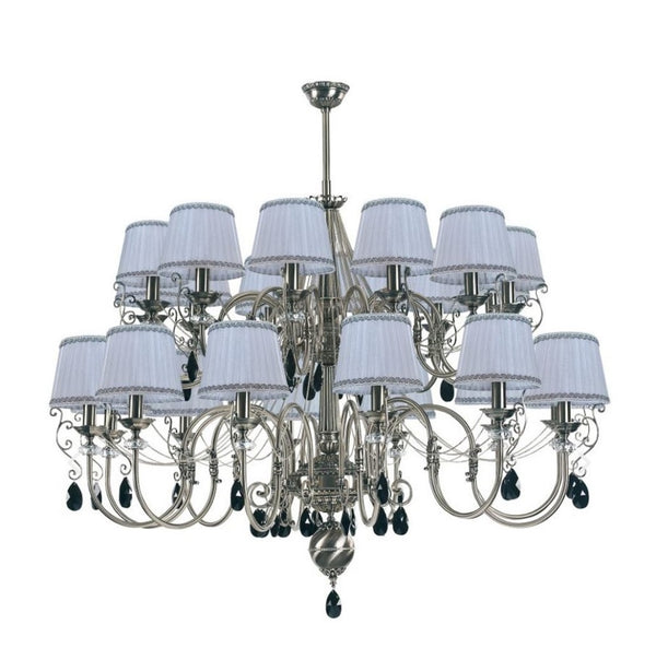 Casa Padrino araña de luces barroco de lujo plata / negro / blanco Ø 130 x A. 115 cm