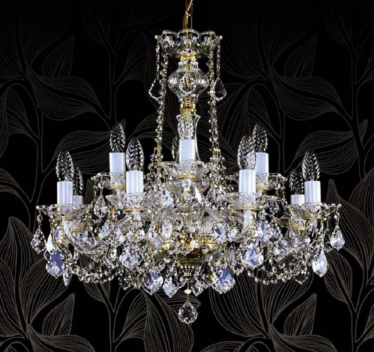 Casa Padrino Luxus Barock Kronleuchter mit böhmischen Kristallglas Gold Ø 64 cm