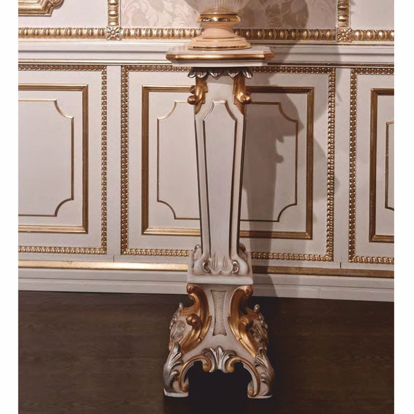 Casa Padrino Colonne Baroque de Luxe Blanc / Or / Argent H. 87 cm - Meubles Baroques - Fabriqué en Italie