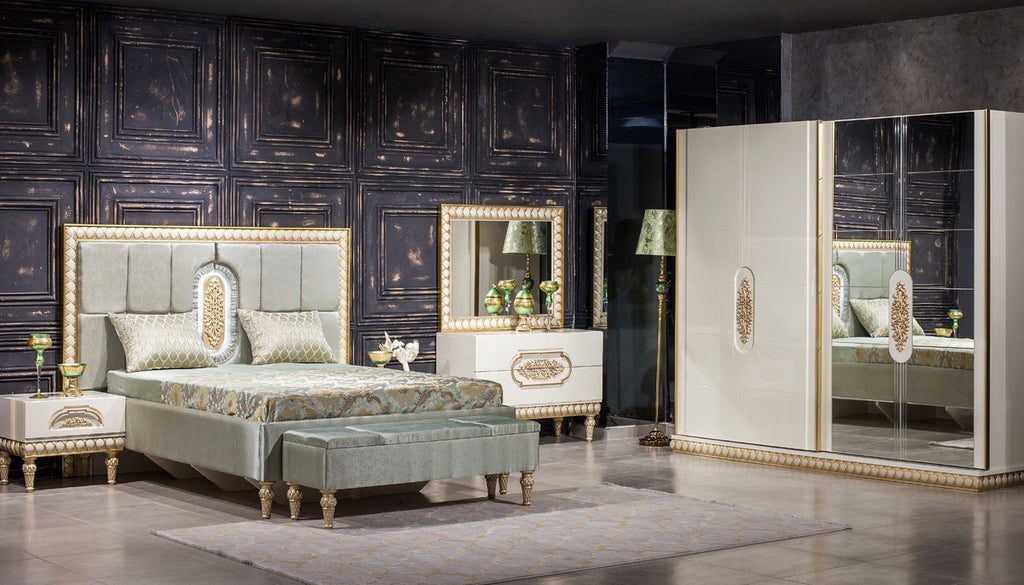 Casa Padrino Luxus Barock Schlafzimmer Kommode mit Spiegel Weiß / Gold - Handgefertigte Barock Schlafzimmer Möbel