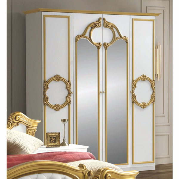 Casa Padrino luxury baroque bedroom cabinet white / gold 177 cm - Baroque bedroom furniture