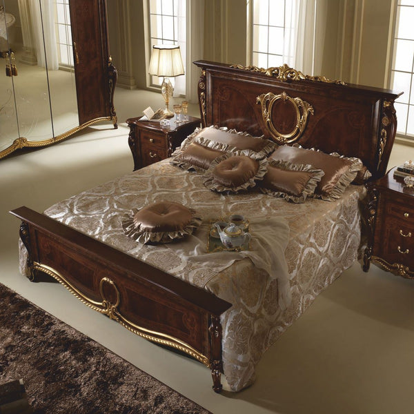 Casa Padrino Luxury Baroque Double Bed Dark Brown / Gold - Baroque Furniture - Made in Italy