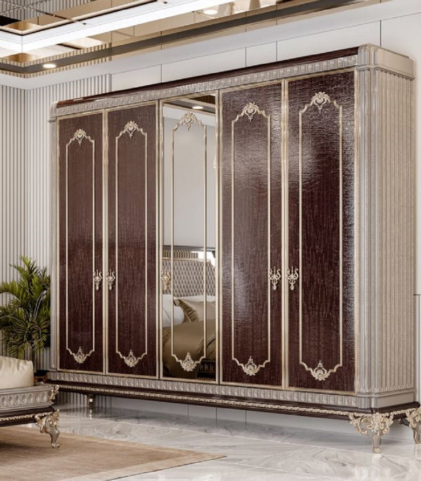 Casa Padrino luxury baroque bedroom cabinet dark brown / gray / gold