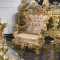 Casa Padrino Luxus Barock Sessel Grau / Gold - Barock Wohnzimmer & Hotel Sessel - Prunkvolle Barock Möbel