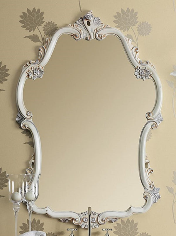 Specchio Barocco di Lusso Bianco / Argento - Magnifico Specchio da Parete in Stile Barocco Italiano - Mobili in Stile Barocco di Lusso - Qualità di Lusso - Fatto in Italia