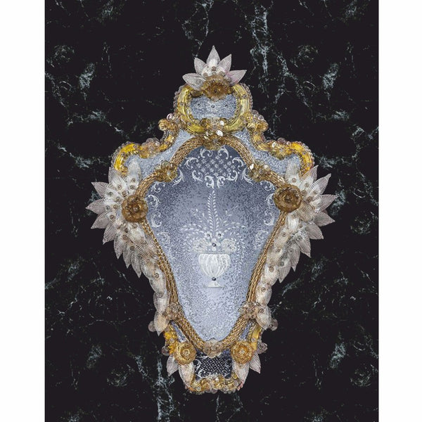 Casa Padrino miroir baroque de luxe jaune H. 75 cm - Fabriqué en Italie