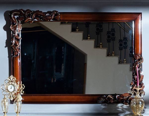 Casa Padrino luxury baroque mirror dark brown / gold - Elegant solid wood wall mirror in baroque style - Baroque Furniture