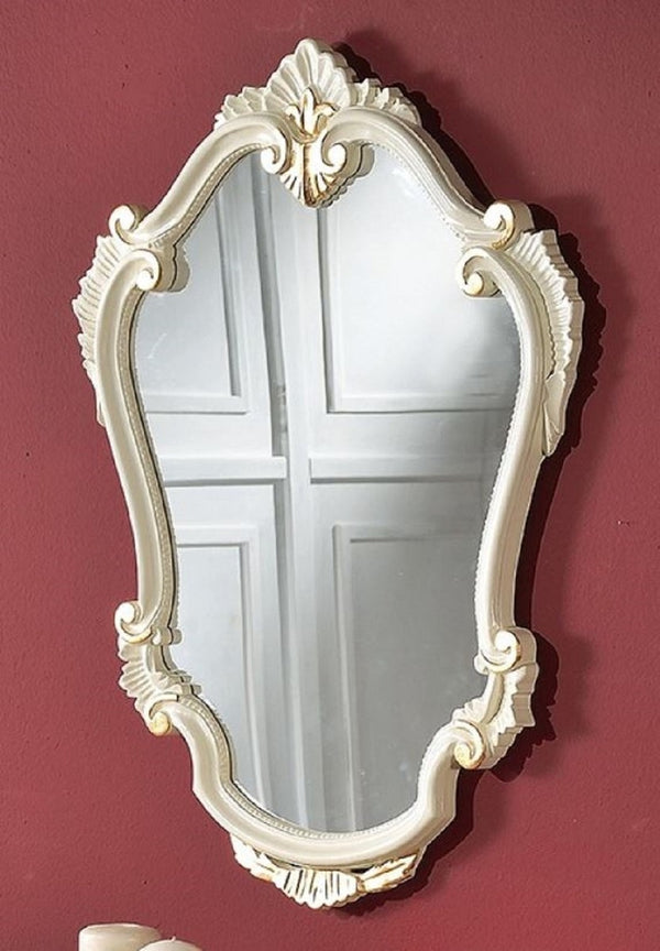 Casa Padrino Luxus Barock Spiegel Weiß / Gold - Handgefertigter Massivholz Wandspiegel im Barockstil - Barock Möbel - Luxus Qualität - Made in Italy