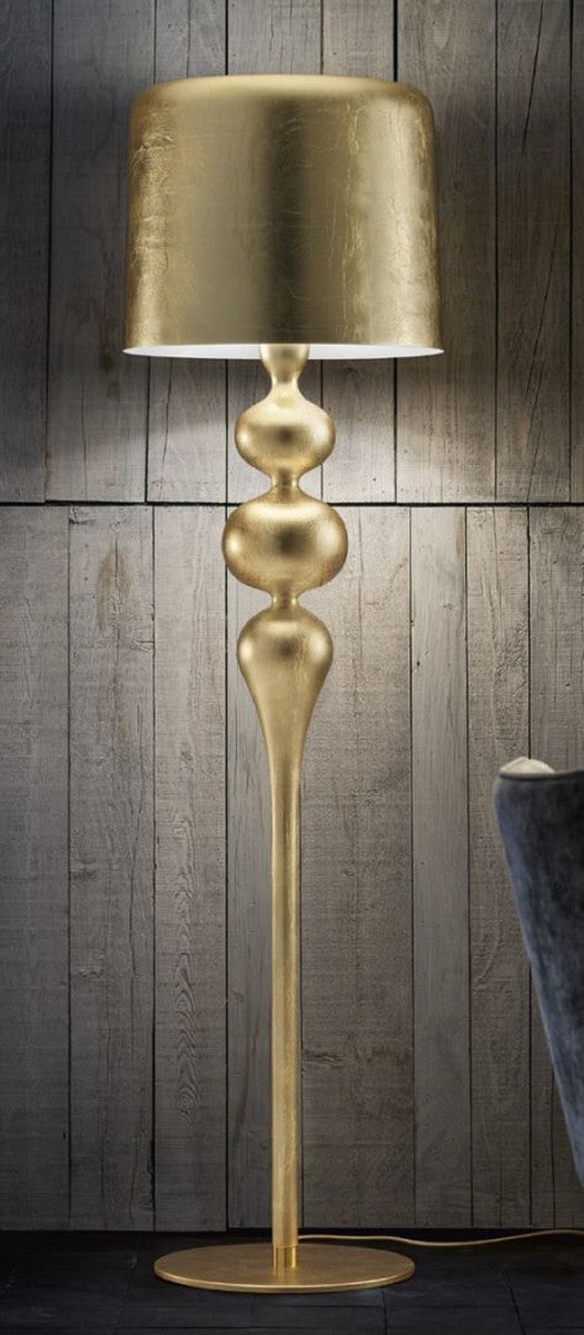 Casa Padrino lampadaire Art Déco de luxe or Ø 50 x H. 180 cm - Lampadaire Art Déco rond avec abat-jour en aluminium - Lampadaires de luxe - Qualité de luxe - Fabriqué en Italie