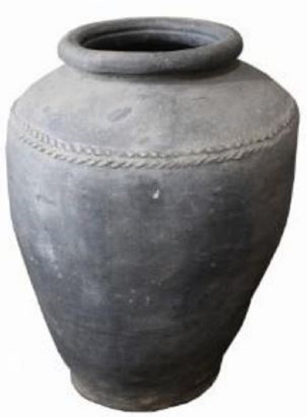 Casa Padrino jarrón de terracota barroco de lujo gris antiguo Ø 42 x A. 85 cm - Florero de estilo antiguo hecho a mano - Maceta - Accesorios decorativos barrocos - Decoración de jardín barroco