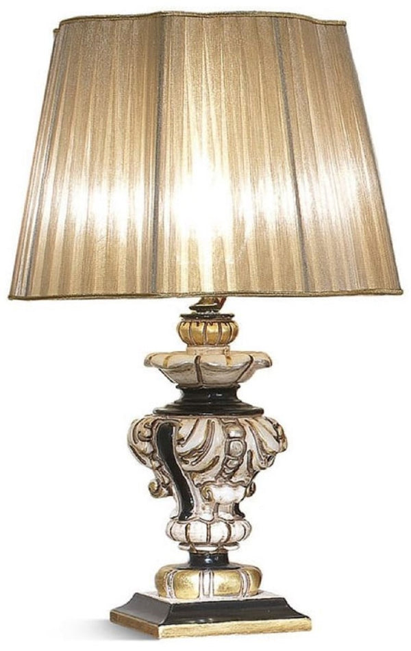 Casa Padrino lámpara de mesa barroco de lujo marfil / negro / oro A. 41 cm - Hecho en Italia