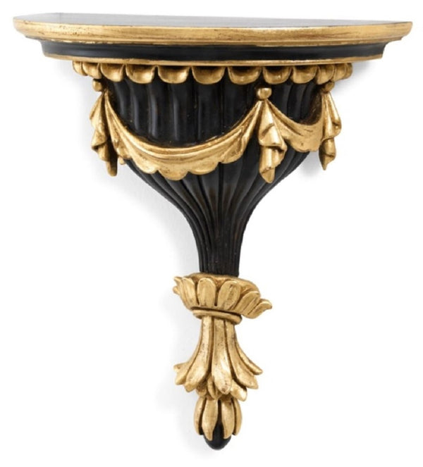 Casa Padrino consola de pared barroco de lujo negro / oro antiguo - Magnífica consola de decoración de pared de madera maciza en estilo barroco - Muebles barrocos - Hecho en Italia