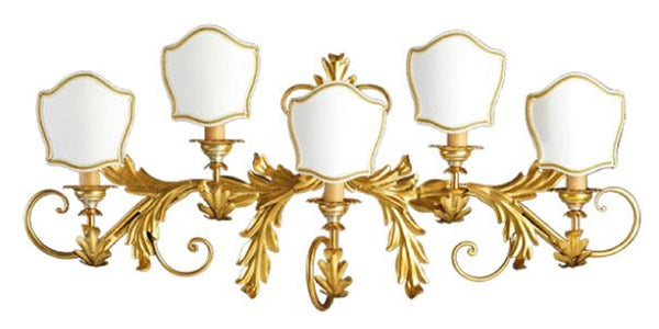 Casa Padrino luxury baroque wall lamp gold / white 86 x 20 x H. 38 cm - Handmade metal wall lamp with lampshades - Baroque wall lights