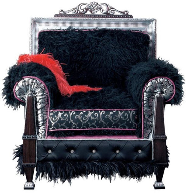 Casa Padrino fauteuil trône baroque de luxe brun foncé / noir / argent / violet 86 x 80 x H. 99 cm - Fauteuil de salon magnifique - Qualité de première classe - Fabriqué en Italie
