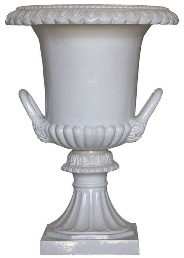 Casa Padrino florero barroco de lujo blanco Ø 71 x A. 99,5 cm - Jarrón de cerámica hecho a mano - Decoración de jardín de balcón y terraza - Accesorios de decoración estilo barroco - Noble y Magnífico