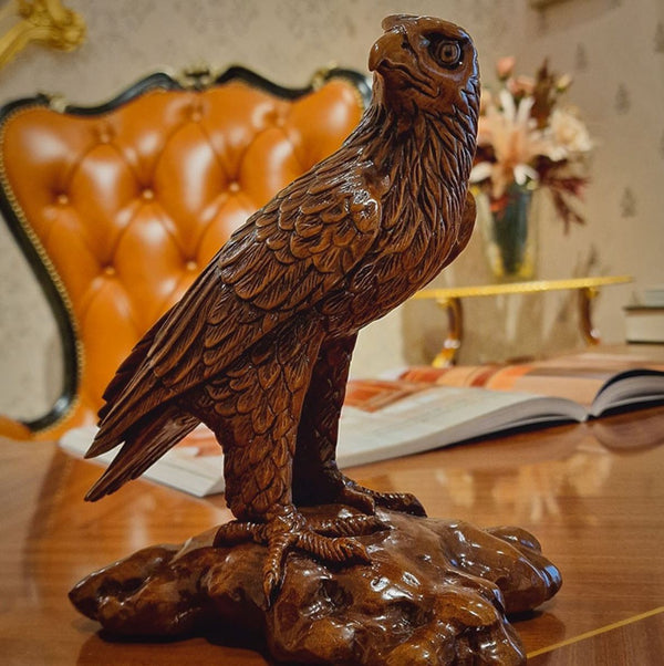 Casa Padrino escultura decorativa de lujo águila marrón 20 cm - Figura de madera maciza - Hecho en Italia