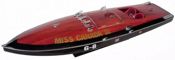 Casa Padrino motoscafo di lusso Miss Canada con supporto in legno massello 87 x 28 x A. 26 cm - Barca decorativa fatta a mano - Barca in legno - Barca da regata - Modellino di barca