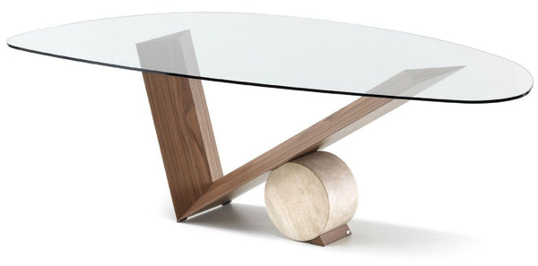 Casa Padrino Tavolo da Pranzo di Lusso con Piano in Vetro Marrone / Crema 220 cm - Fatto in Italia