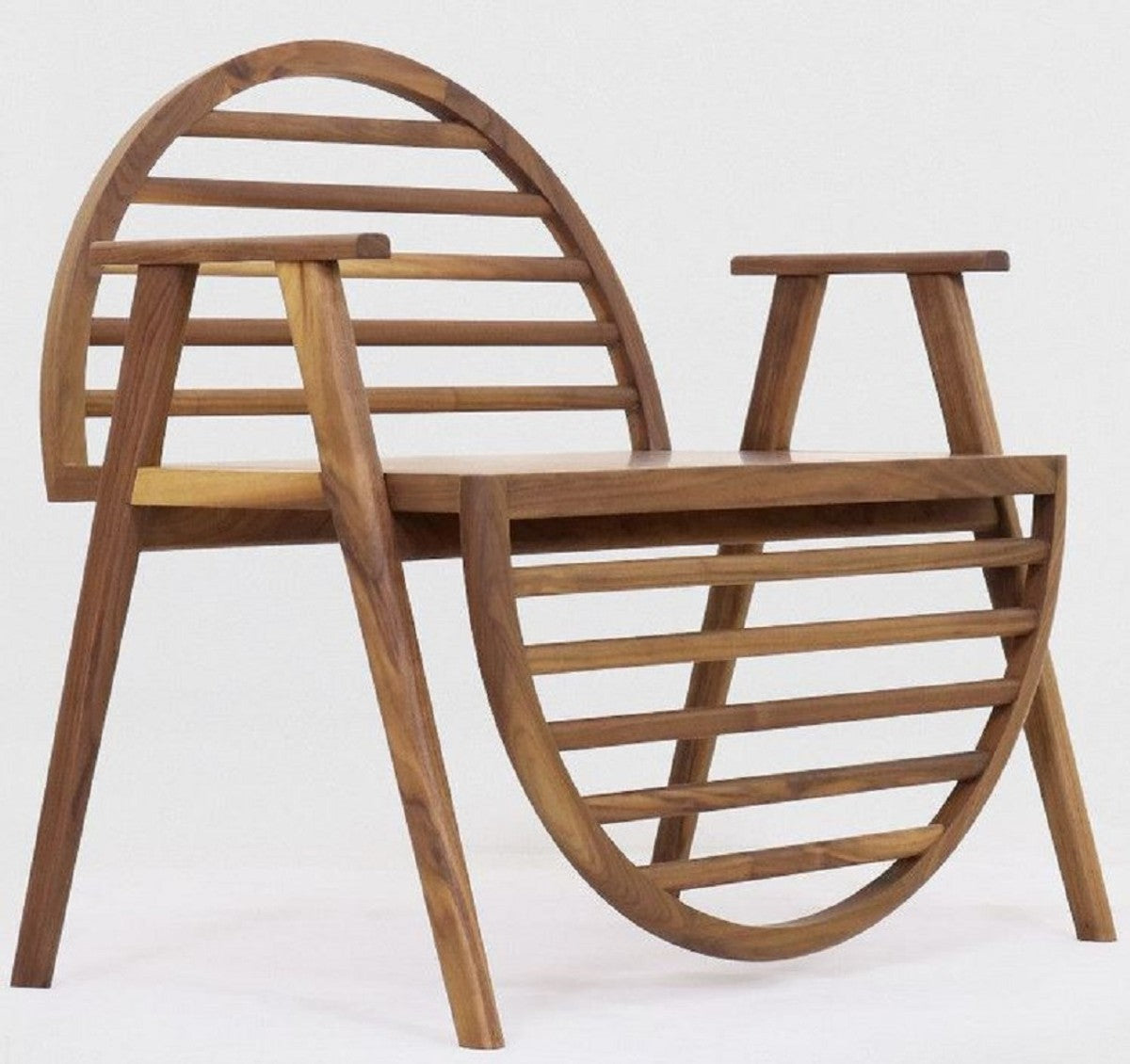 Casa Padrino Luxus Sitzbank Braun 86 x 58 x H. 81 cm - Massivholz Bank mit Armlehnen - Garten Terrassen Gastronomie Möbel