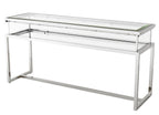 Casa Padrino Luxus Glas Vitrine Edelstahl Poliert Silber B 160 x T 45 x H 77 cm - Art Deco Konsole und Ladeneinrichtung