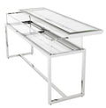 Casa Padrino Luxus Glas Vitrine Edelstahl Poliert Silber B 160 x T 45 x H 77 cm - Art Deco Konsole und Ladeneinrichtung