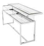 Casa Padrino Luxus Glas Vitrine Edelstahl Poliert Silber B 160 x T 45 x H 77 cm - Art Deco Konsole und Ladeneinrichtung