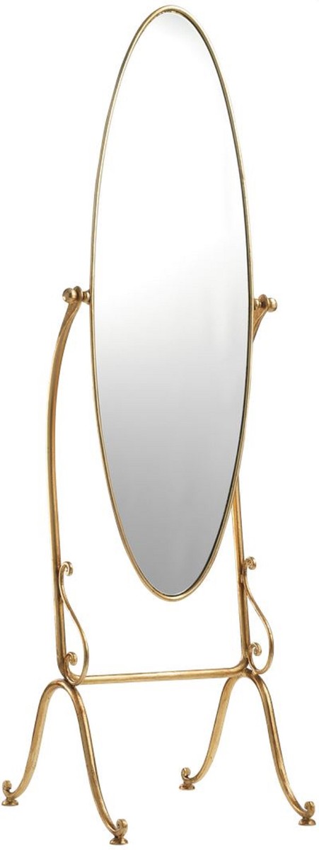 Casa Padrino miroir sur pied Art Nouveau de luxe or - Miroir de chambre ovale - Mobilier de Chambre Baroque et Art Nouveau