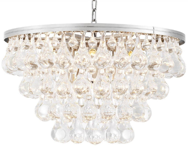 Casa Padrino Luxus Glas Kronleuchter Silber Ø 65 x H. 41 cm - Edler Wohnzimmer Kronleuchter - Luxus Qualität